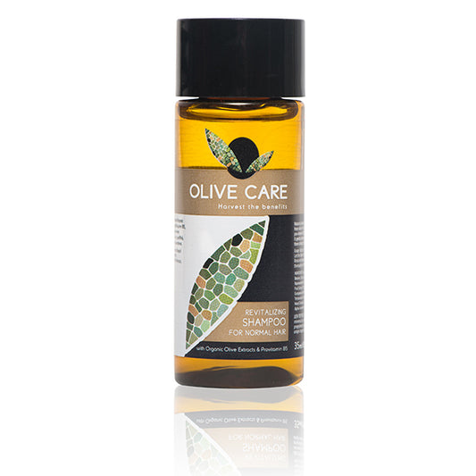 Shampoo in flacone da 33 ml. Linea Cortesia OLIVE CARE per Hotel, B&B e Case Vacanza. Confezione da 201 unità.